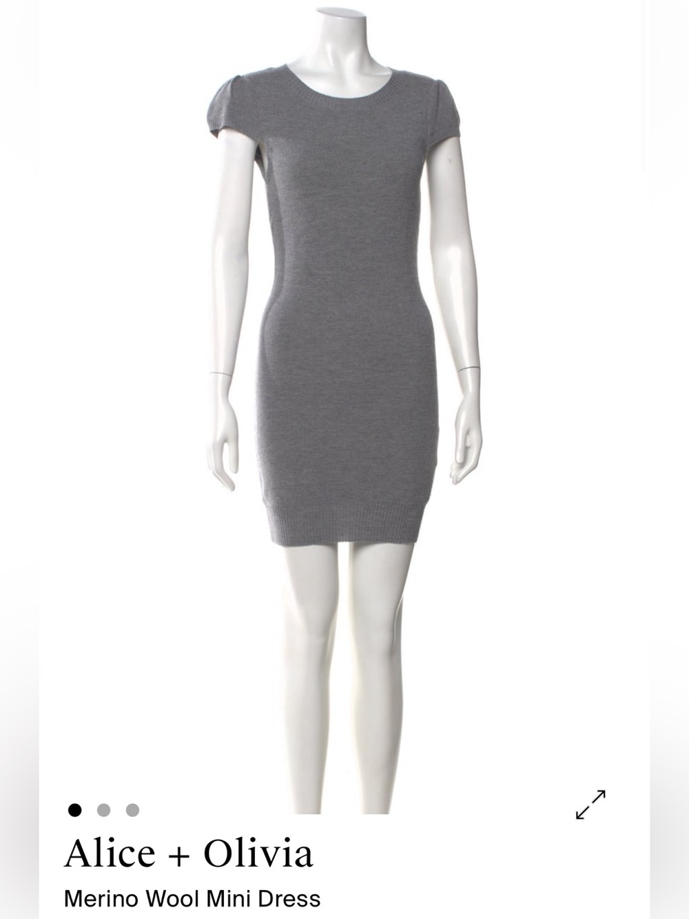 Alice + Olivia Gray Knit Merino Wool Mini Dress